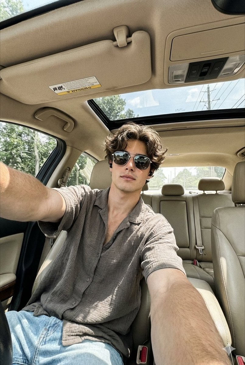 Wide-Angle Car Selfie Replication Prompt — example 1