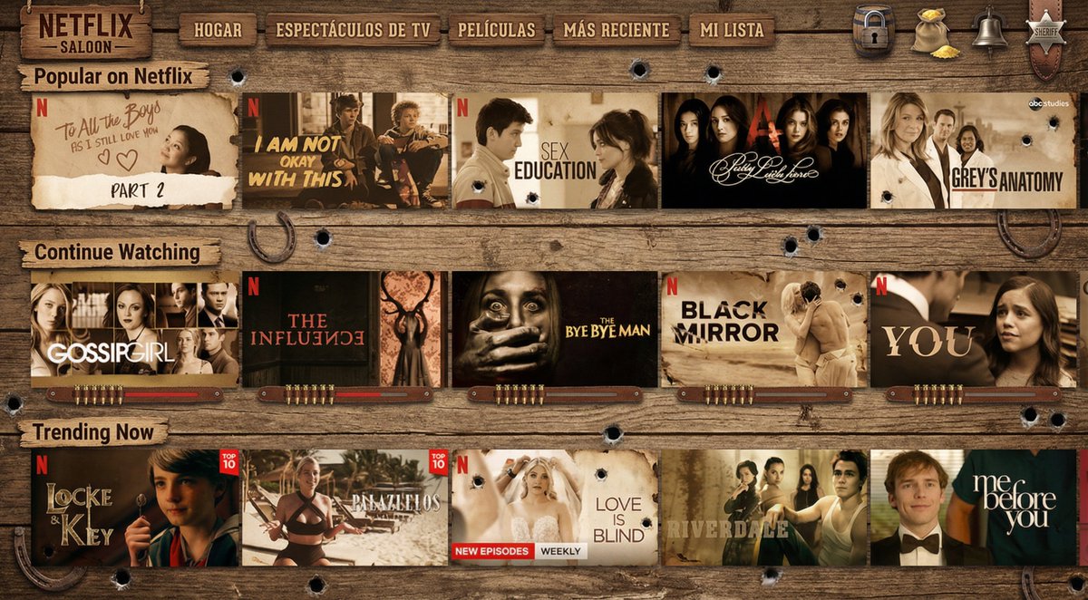 Turn Netflix screen into a western version — example 1