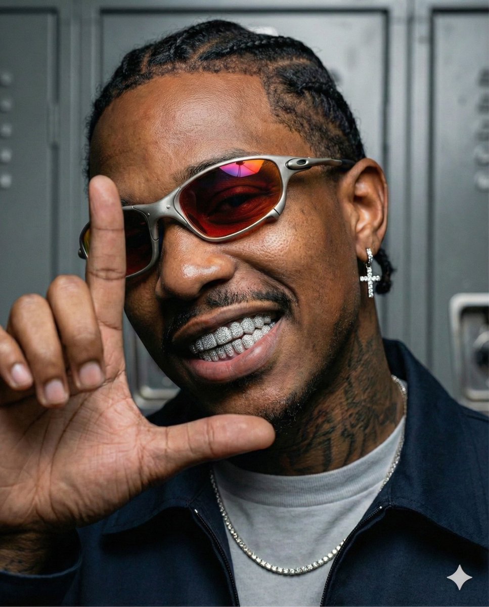 High-Contrast Sports Editorial Portrait with Grillz and Oakley — example 2