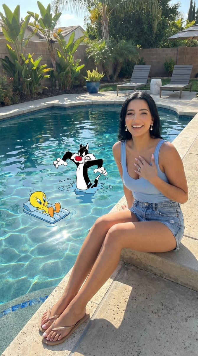 Looney Tunes Poolside Scene Prompt — example 1