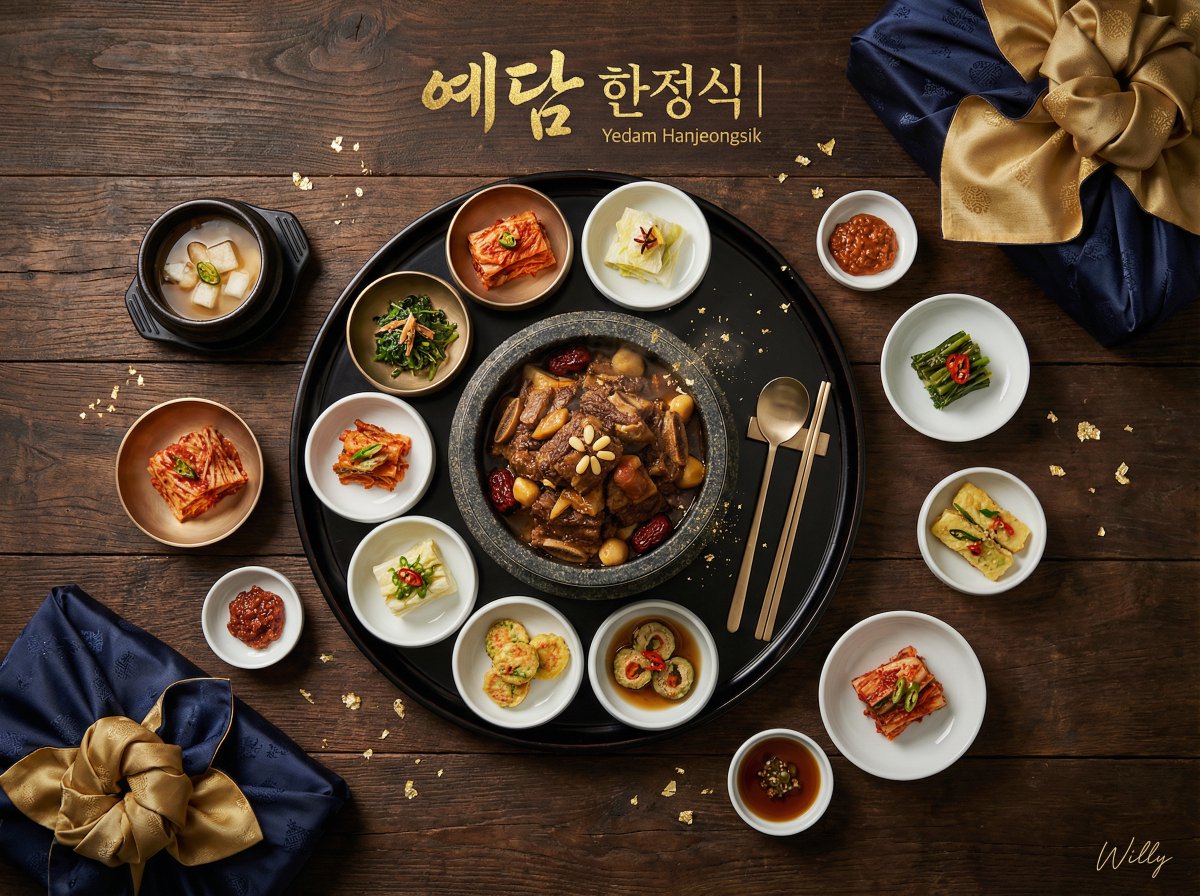 Luxury Korean Hanjeongsik Food Advertisement Prompt — example 1