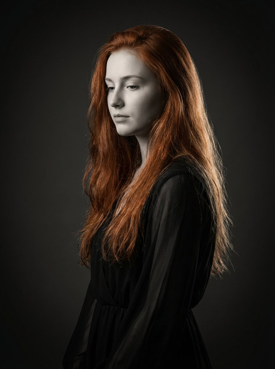 Monochrome Fine Art Portrait with Dramatic Rim Lighting — example 1