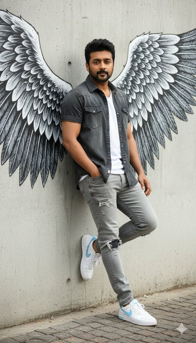Urban Cinematic Portrait with Painted Angel Wings — example 2