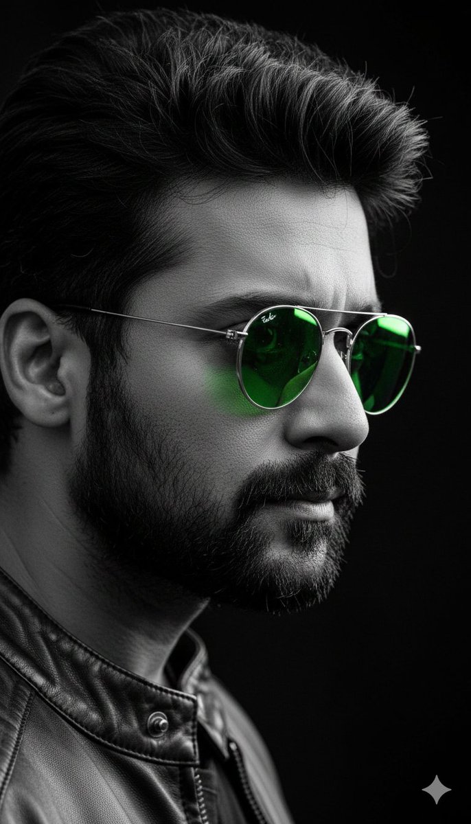 Cinematic B&W Portrait with Selective Emerald Color — example 2