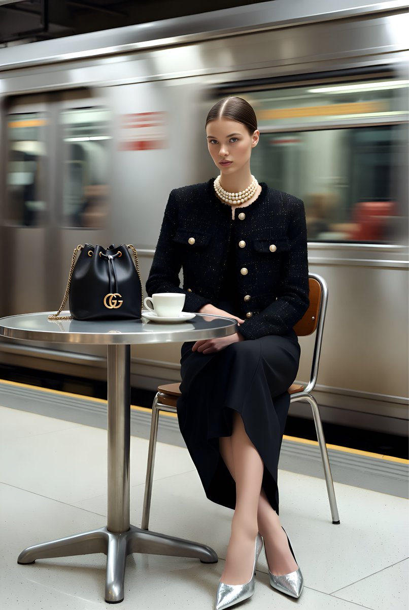 Gucci Campaign Subway Platform Fashion Prompt — example 2