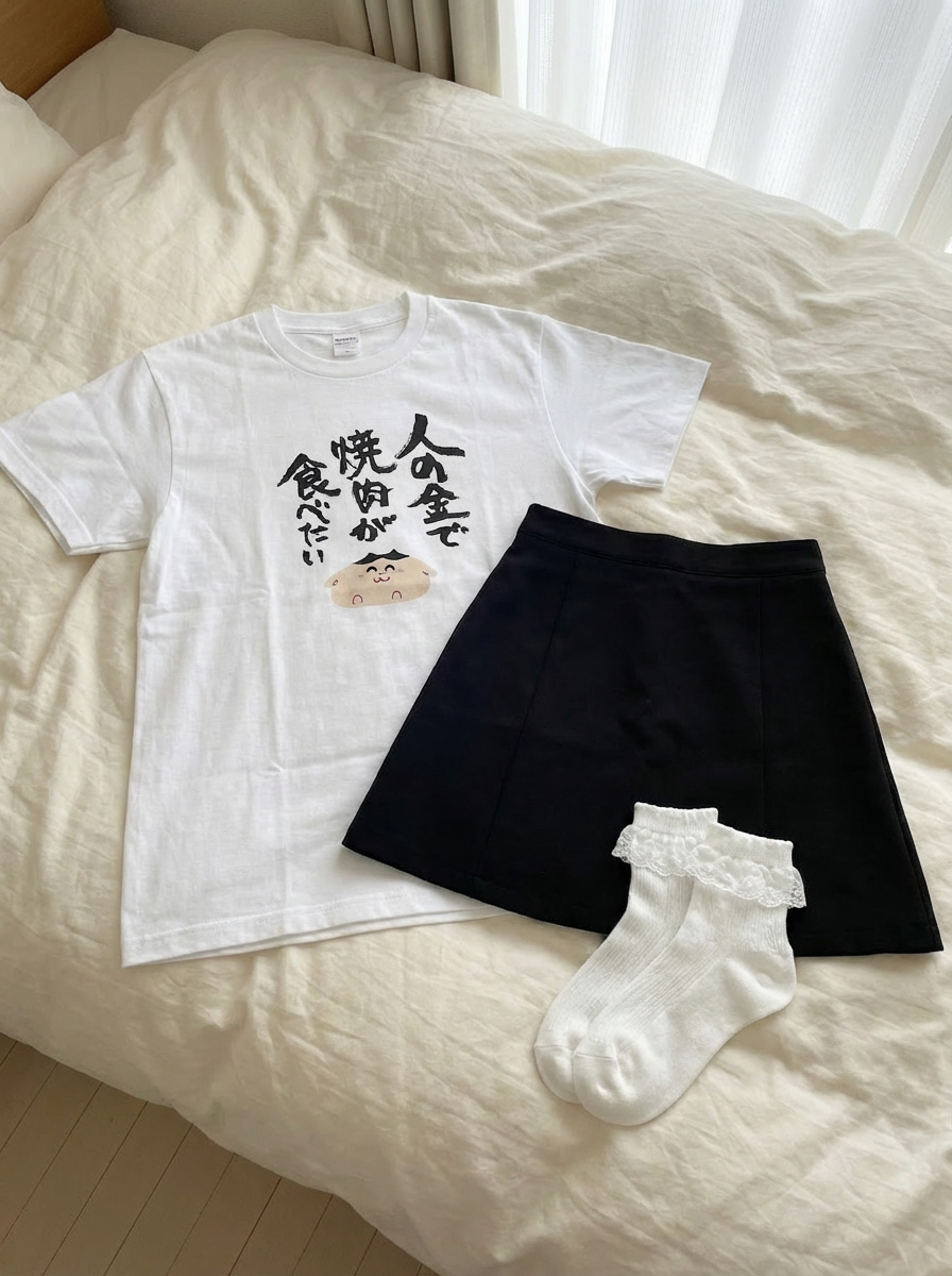 Clothing separated on the bed — example 1