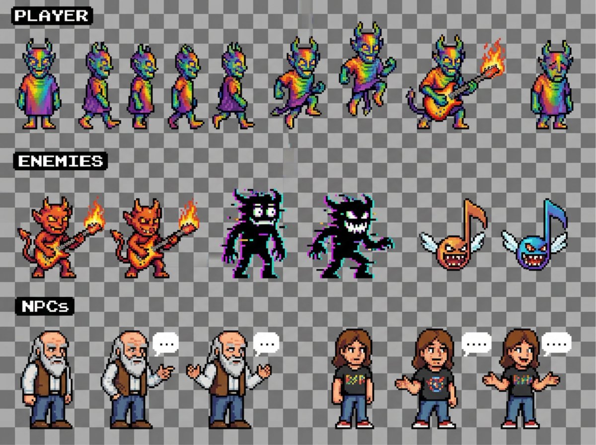 Sprite sheet for 2D NES platformer — example 1