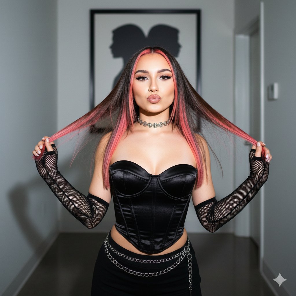 Y2K Influencer Flash Photography Portrait — example 1
