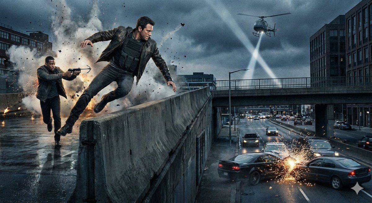 Simple action movie scene — example 1