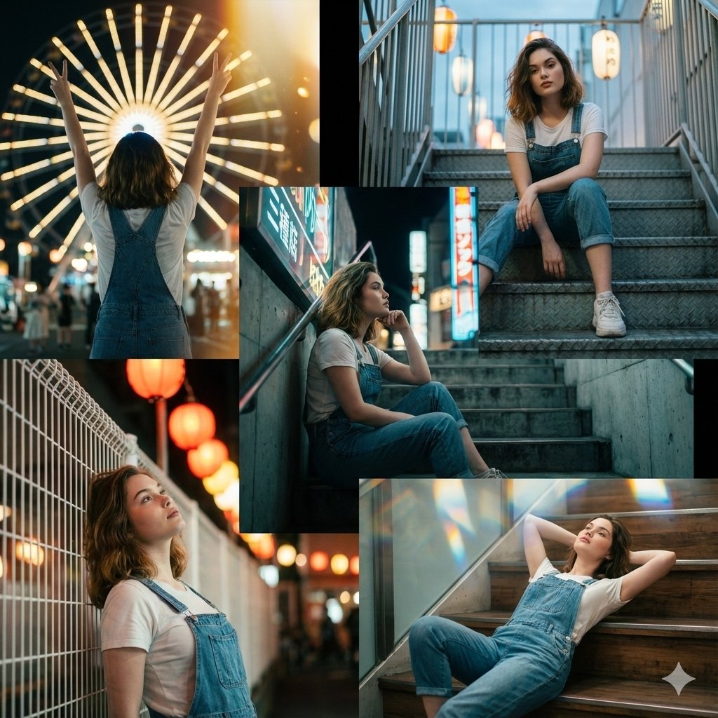 Kine-Style Multi-Frame Japanese Night Festival Collage — example 1