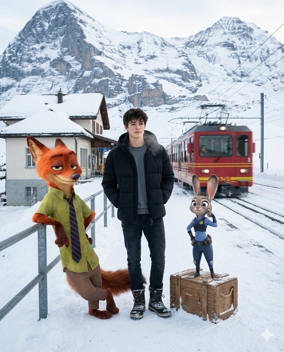 Cinematic Alpine Travel with Zootopia Characters — example 1
