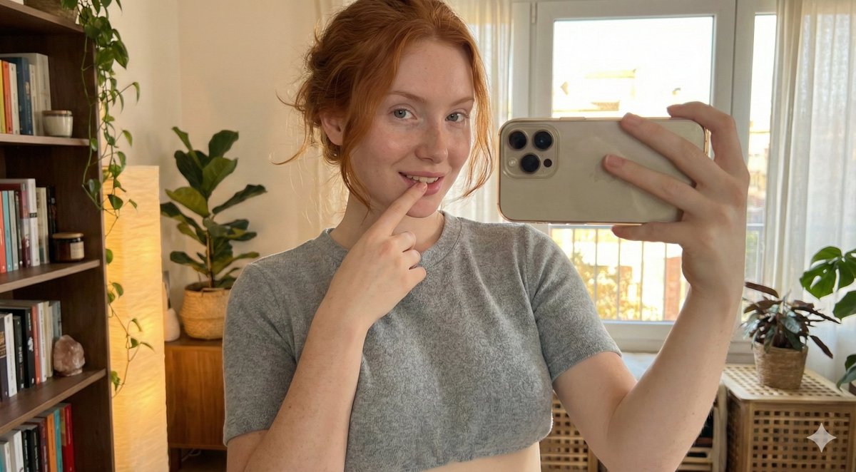 Deep Focus Selfie: Natural Copper Redhead — example 1
