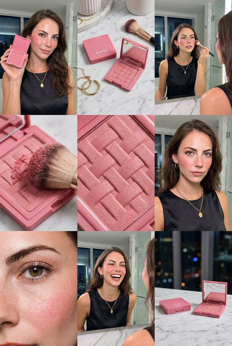 3x3 Grid Makeup Product Advertisement — example 1