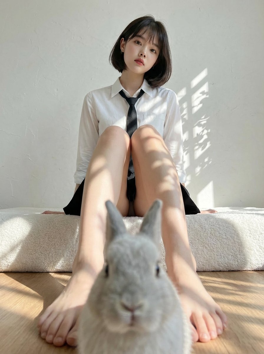 Rabbits wearing identical clothes — example 2