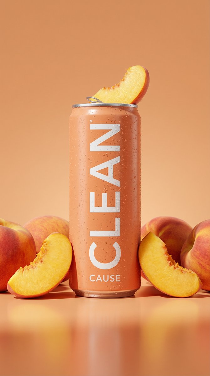 Hyper-Photorealistic Peach Beverage Ad — example 1