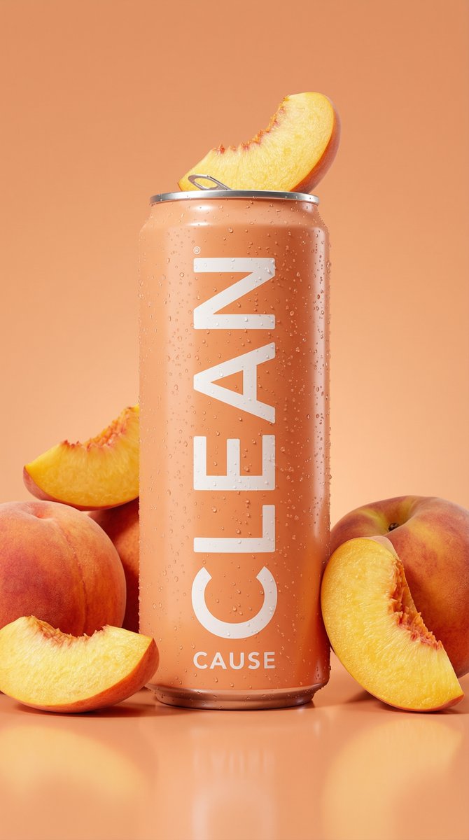 Hyper-Photorealistic Peach Beverage Ad — example 2