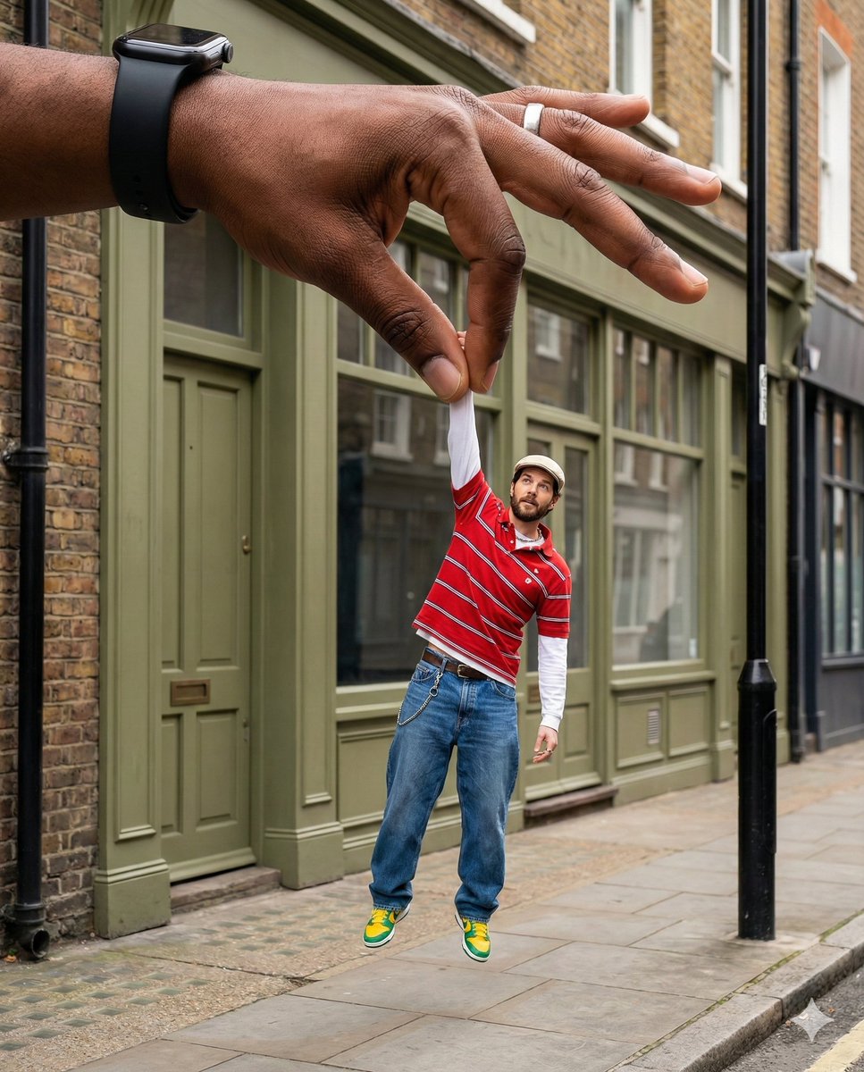 Surreal Forced-Perspective Street Photography with Giant Hand — example 1