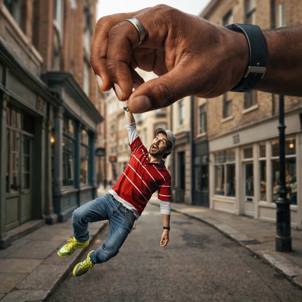 Surreal Forced-Perspective Street Photography with Giant Hand — example 2