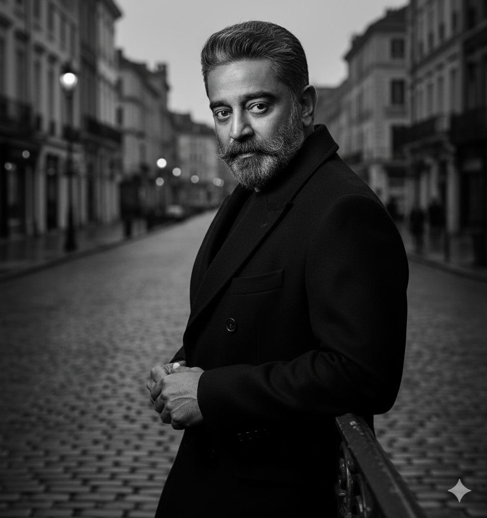 Black and White Noir Fashion Editorial Portrait — example 1