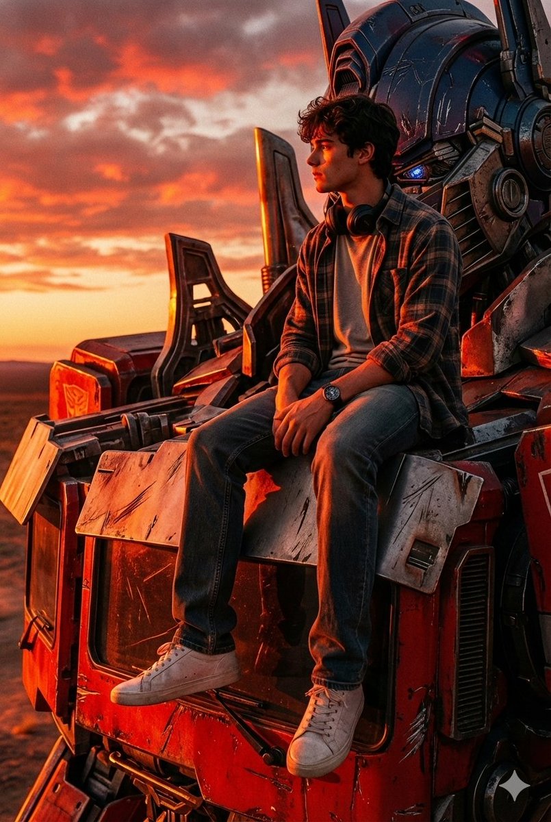 Colossal Optimus Prime and Human Cinematic Photo Prompt — example 1