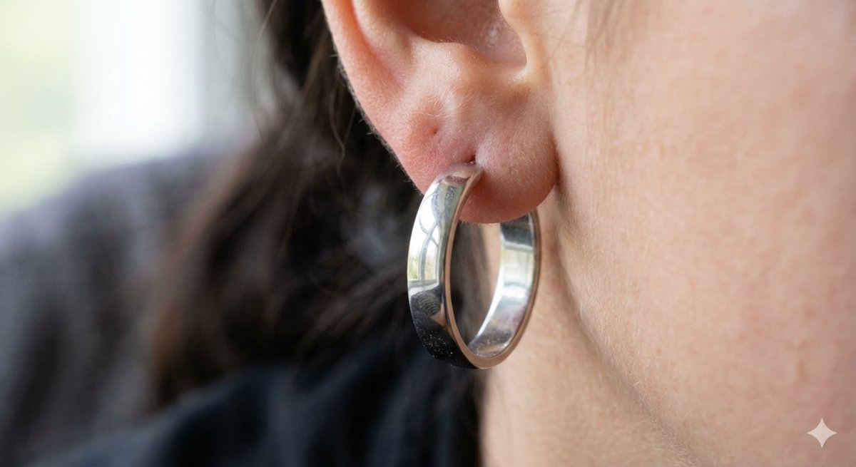 Realistic Macro Photograph of an Ear with Earring — example 1