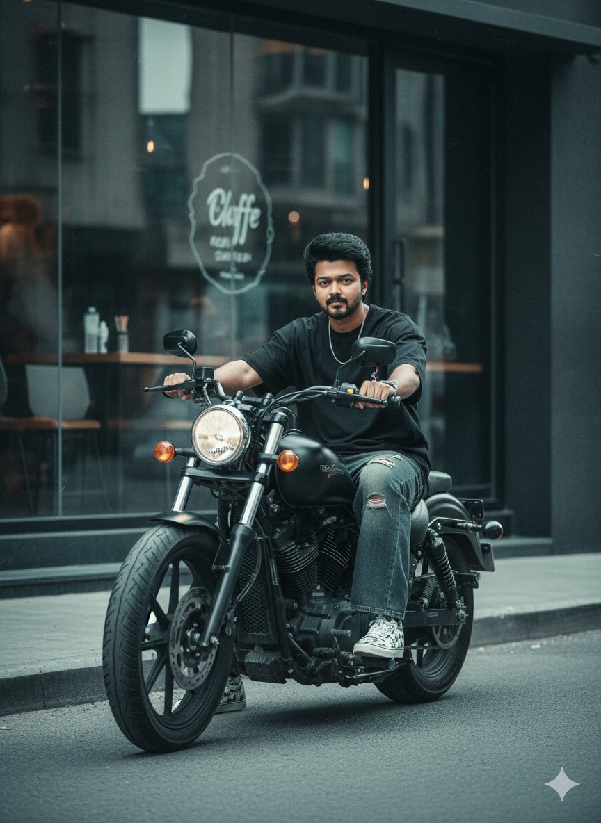 Cinematic Biker Street Style Portrait — example 2