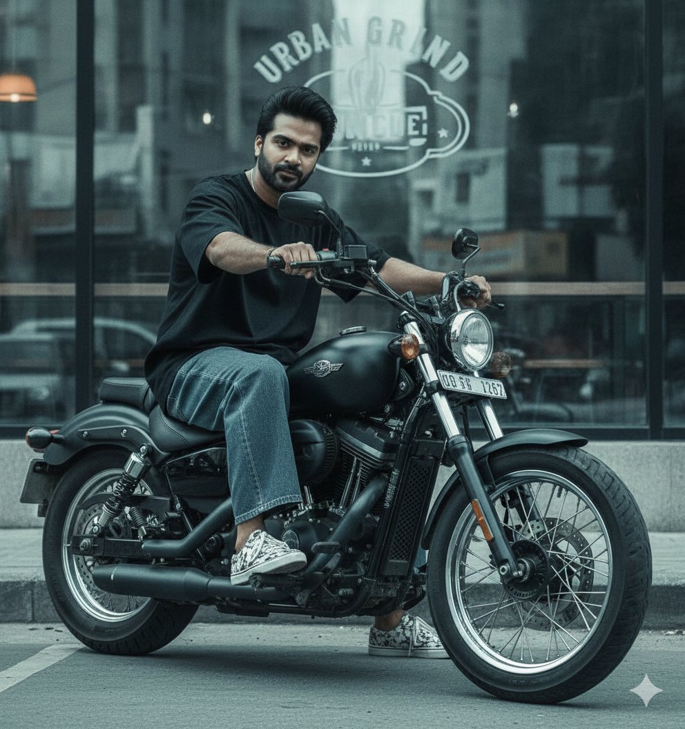 Cinematic Biker Street Style Portrait — example 3
