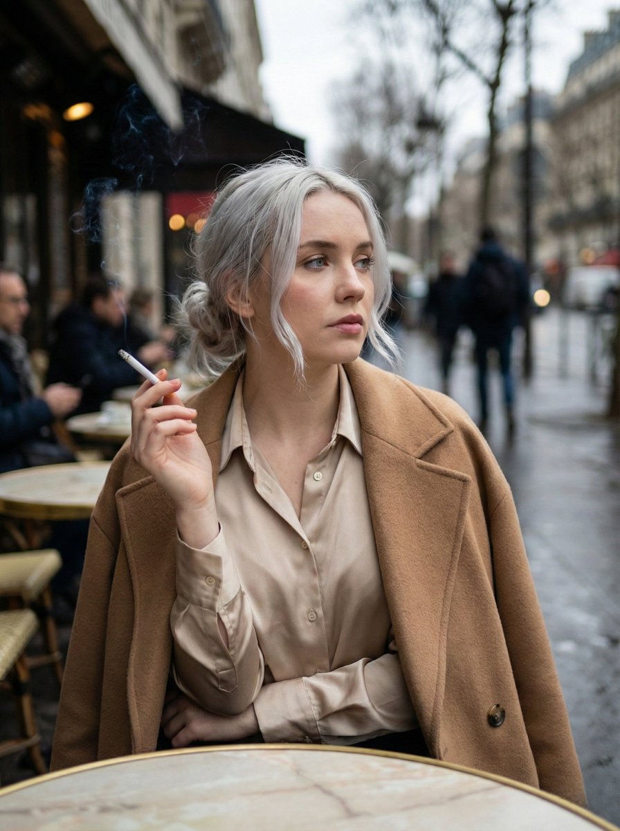 Moody Parisian Cafe Portrait Prompt — example 1