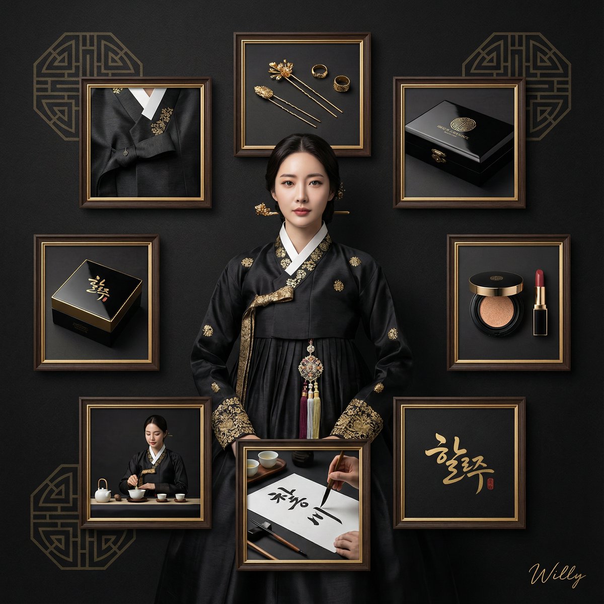 Luxury Black and Gold Korean Brand Identity Collage — example 1