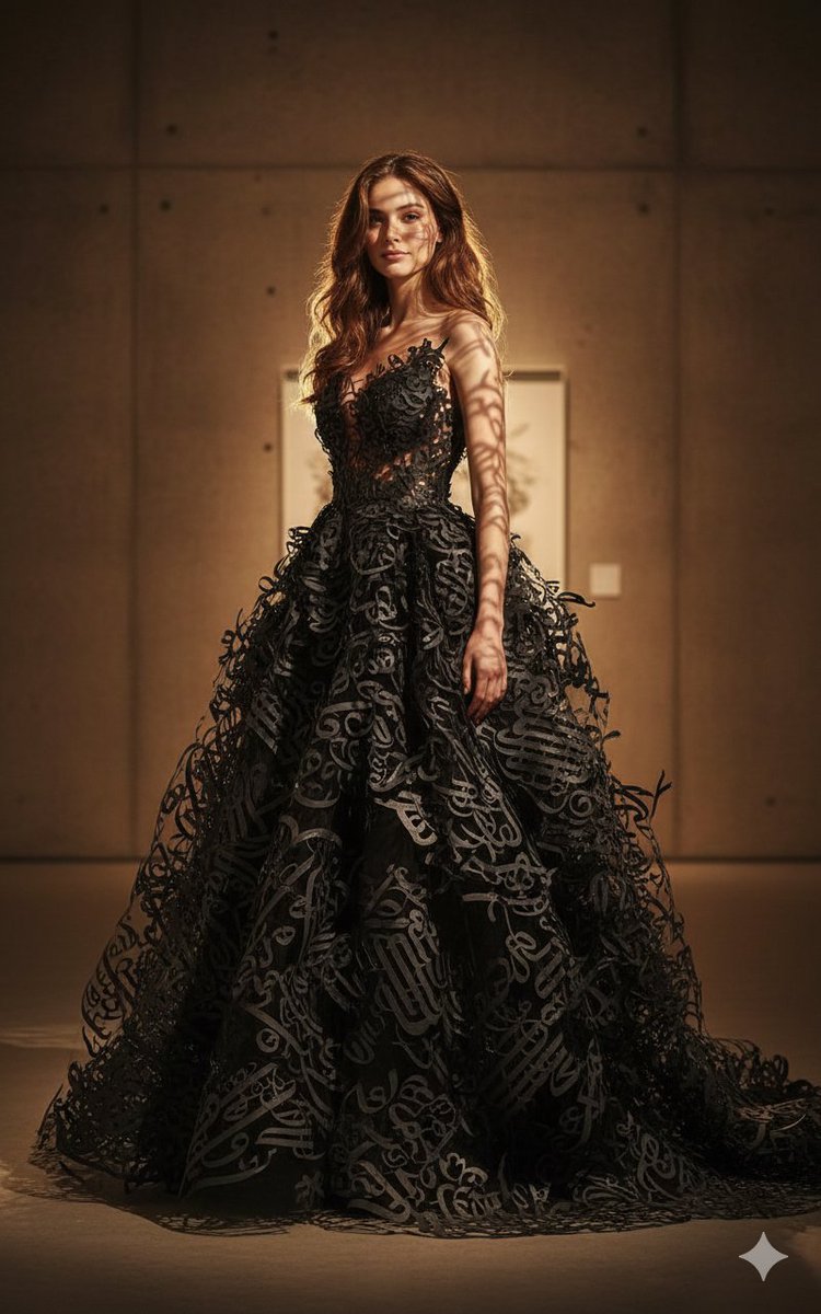 Art-Couture Portrait with Calligraphy Fabric — example 1