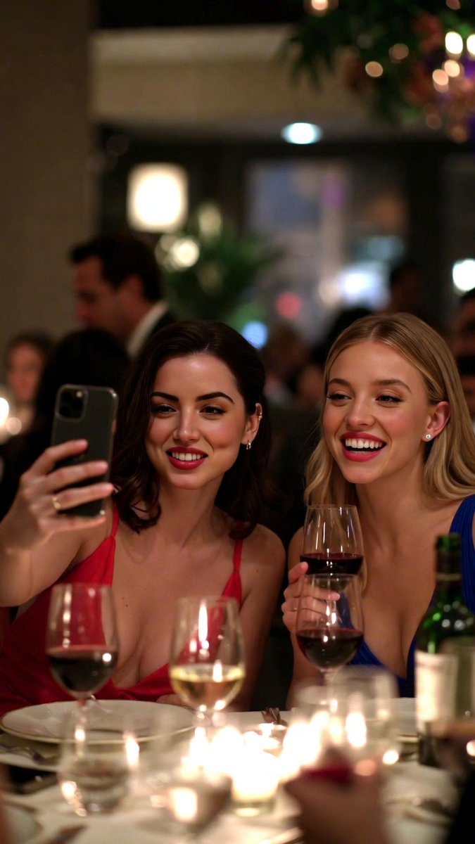 Low-Quality Smartphone Selfie of Ana de Armas and Sydney Sweeney — example 2