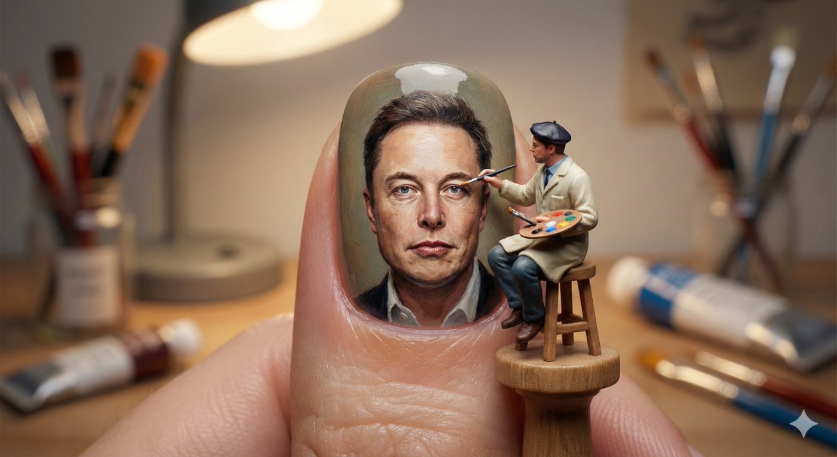 Miniature Artist Painting on a Giant Fingernail — example 3
