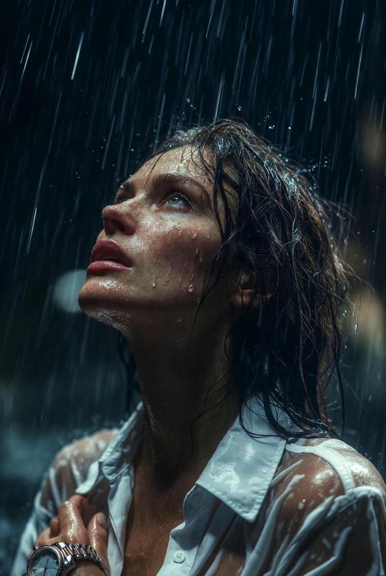 Hyper-Realistic Cinematic Night Rain Portrait JSON Prompt — example 1