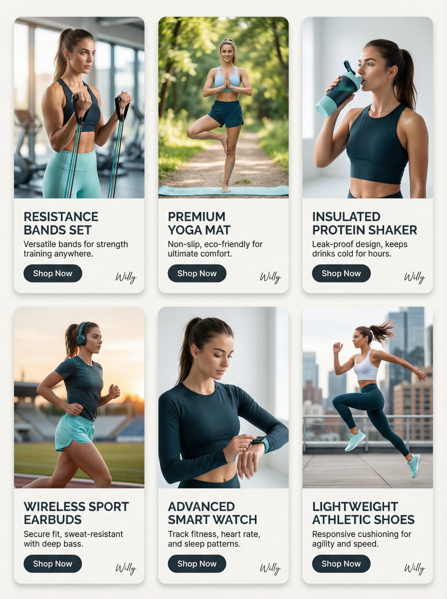 Fitness Product Showcase Card Grid Prompt — example 1