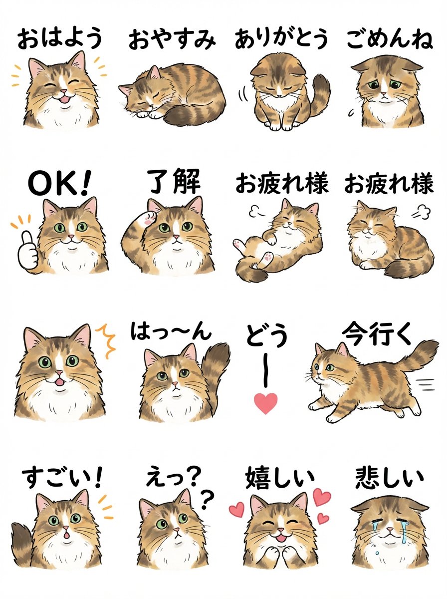 LINE Sticker Sheet Generation Prompt — example 2