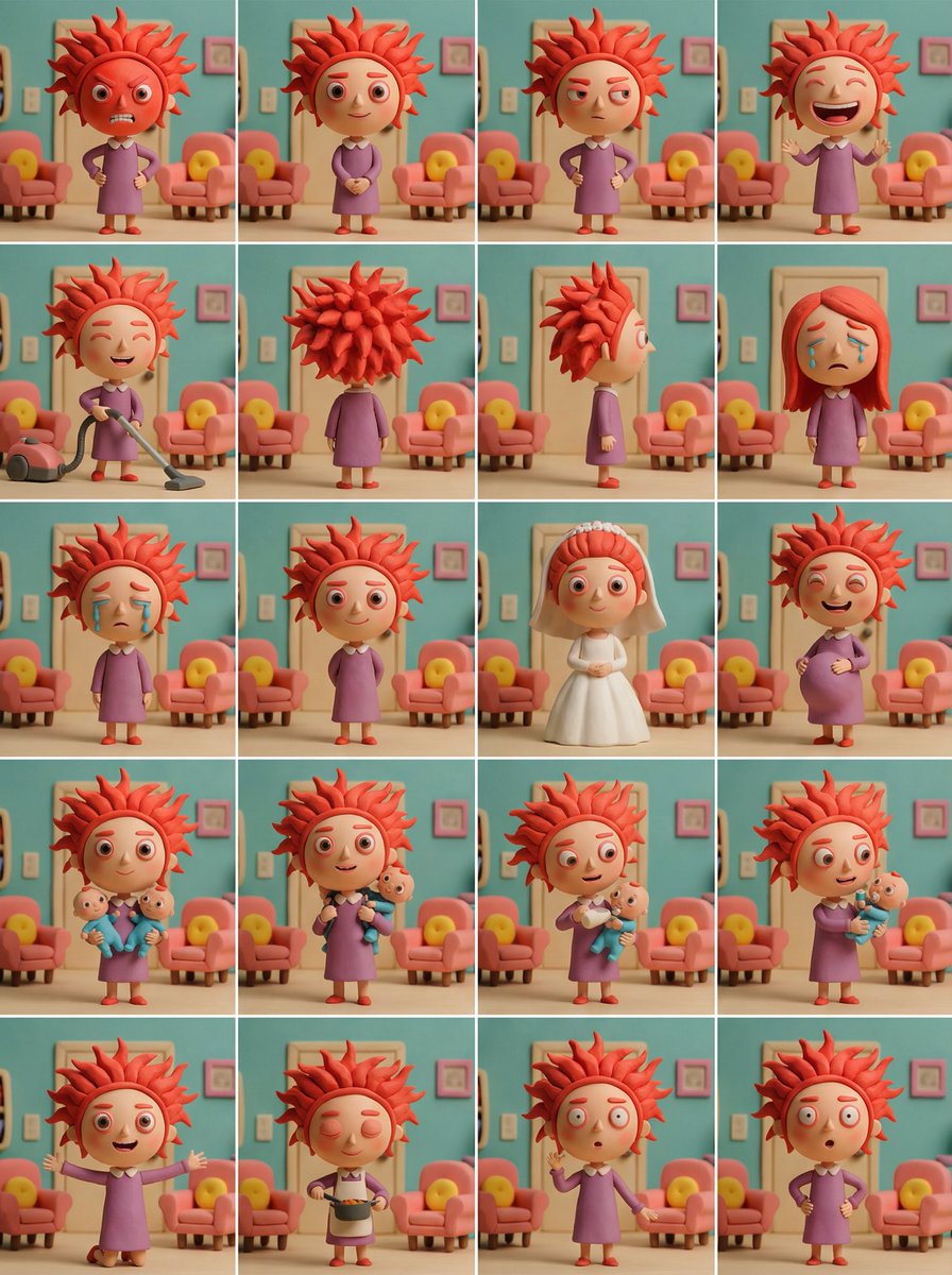 Character Expression and Pose Variation Prompt (20 Patterns) — example 1