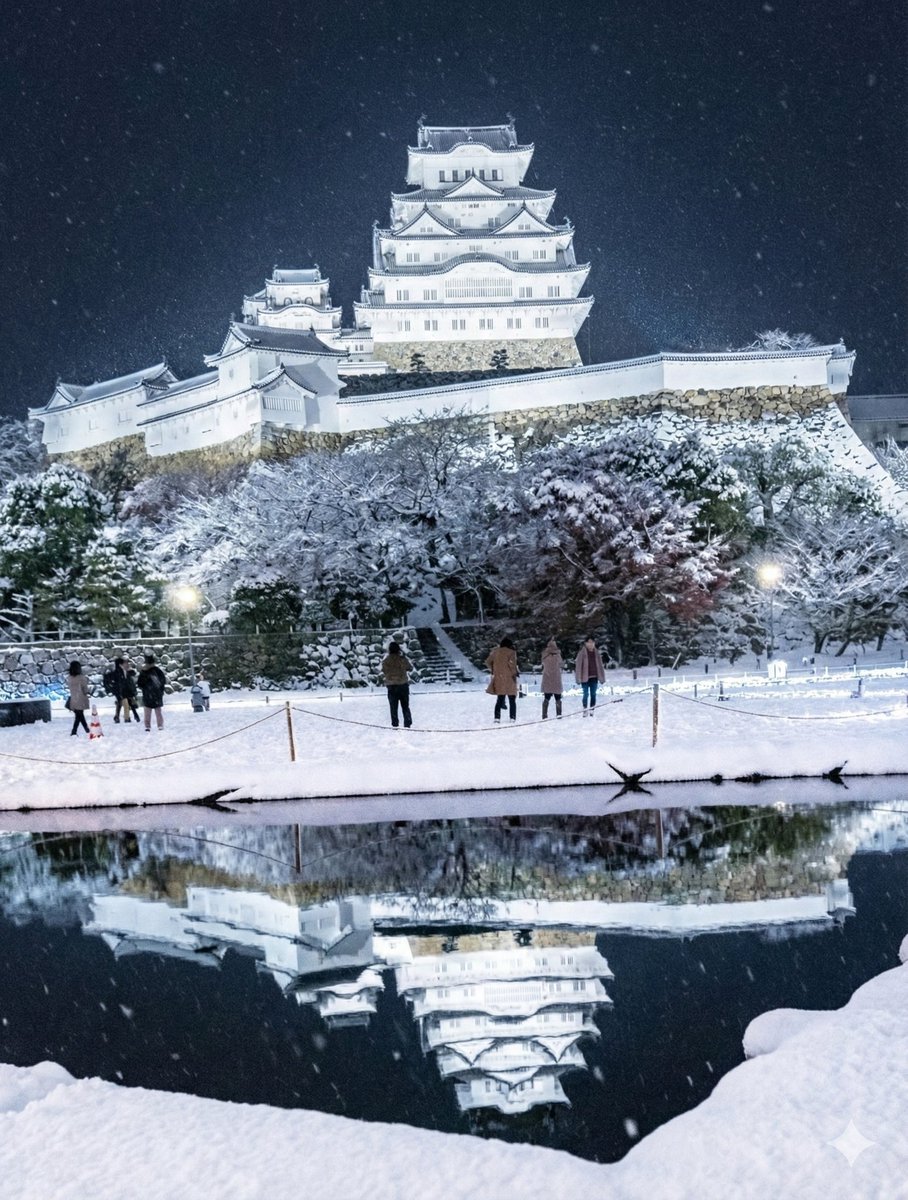 Snowy Himeji Castle in Kyouka Suigetsu Style — example 1