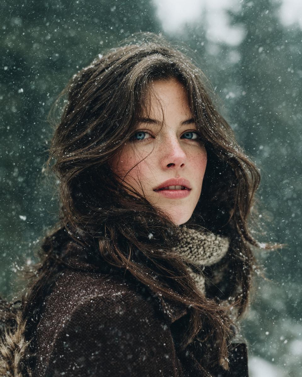 Cinematic Winter Forest Portrait Prompt — example 1