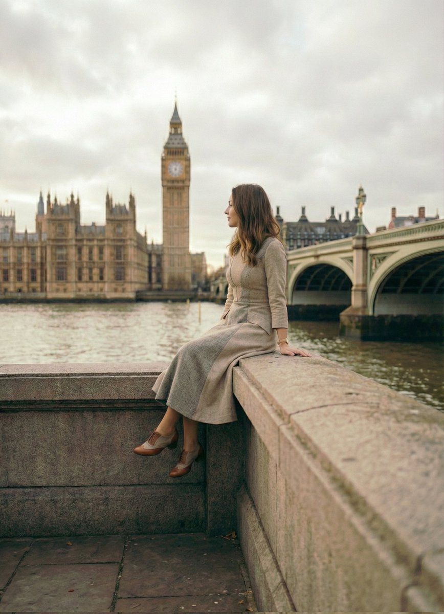 Cinematic Portrait beside the Thames River in London — example 2