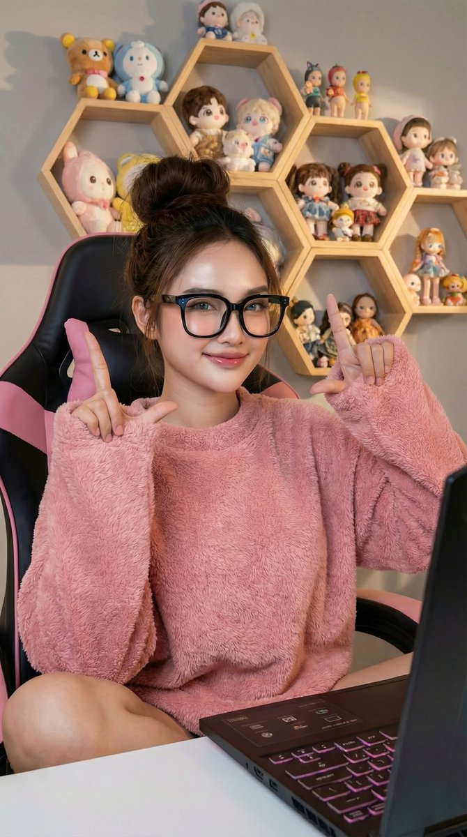Photorealistic Portrait of a Korean Young Woman in a Gamer Chair — example 1