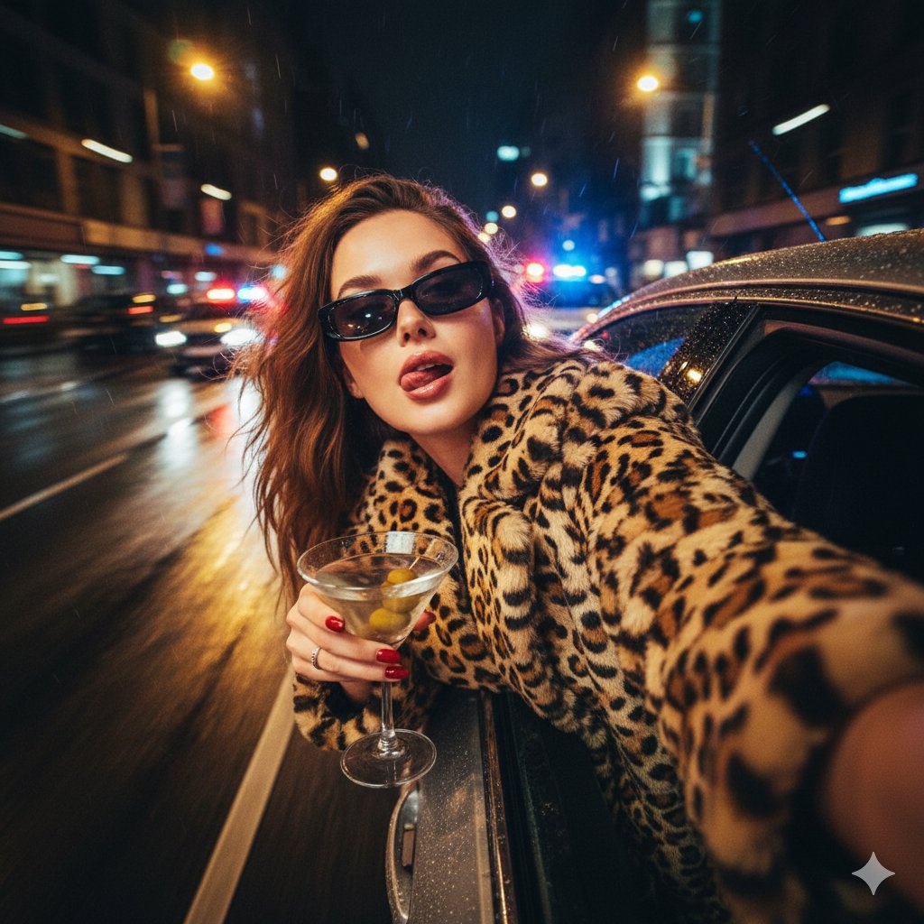 Ultra-Realistic Cinematic Night Street Selfie Prompt — example 1