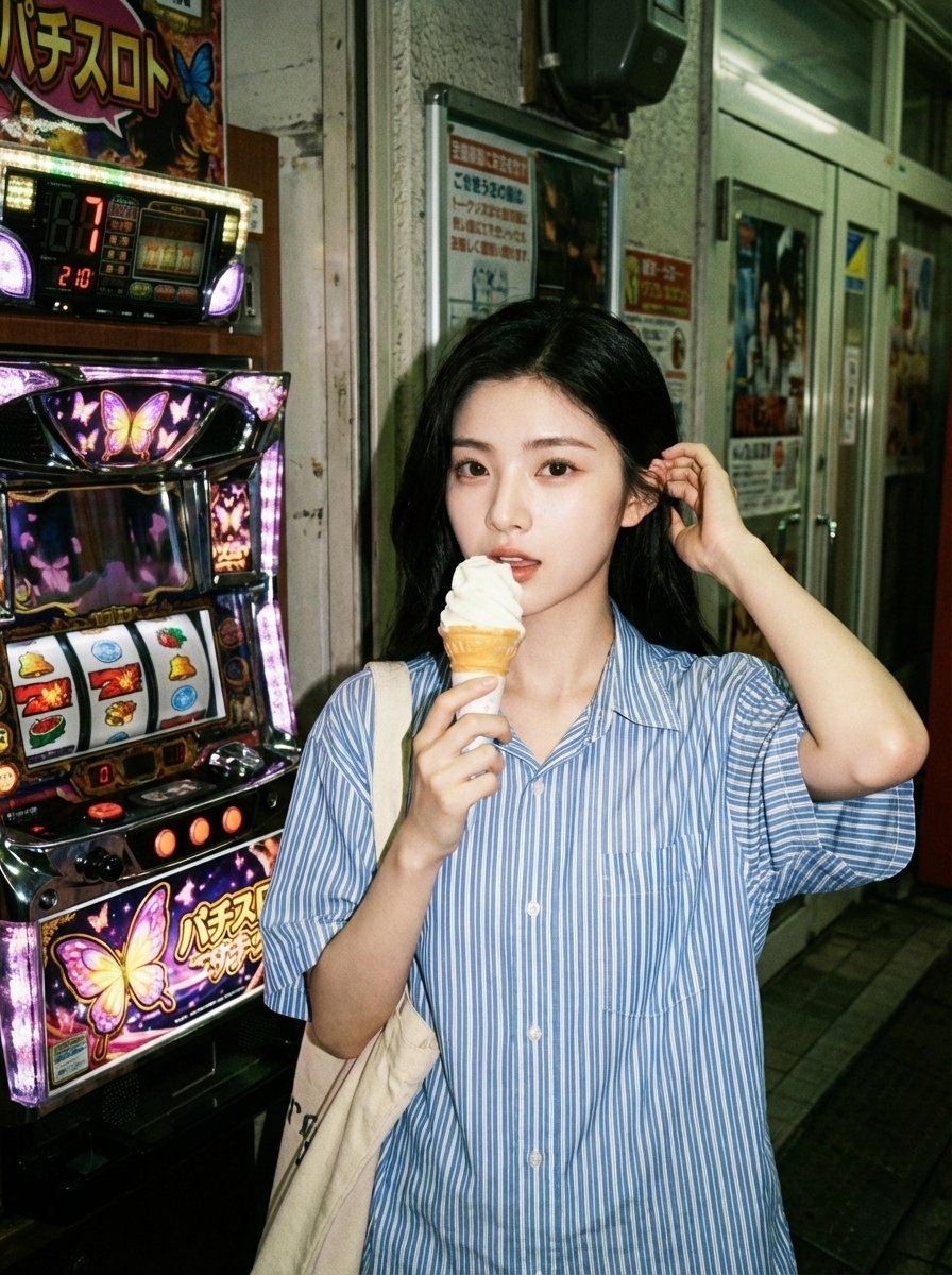 Candid Film Photo in Urban Arcade Prompt — example 1
