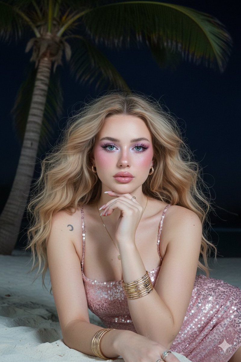 Barbie Style Tropical Night Portrait Prompt — example 1