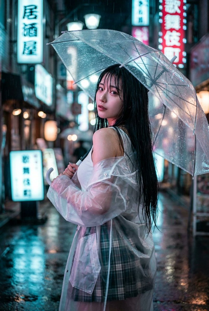 Cyberpunk J-Pop Neon-Noir Street Portrait — example 1