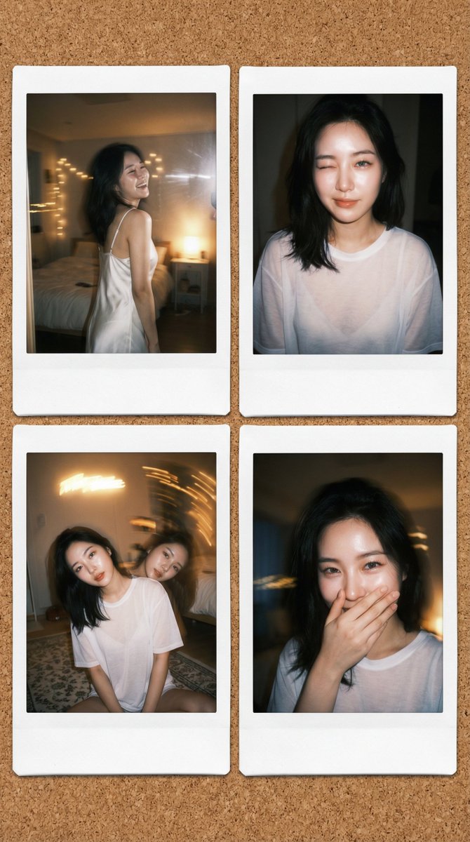 Vintage Film Korean Idol Mirror Selfie Collage — example 1
