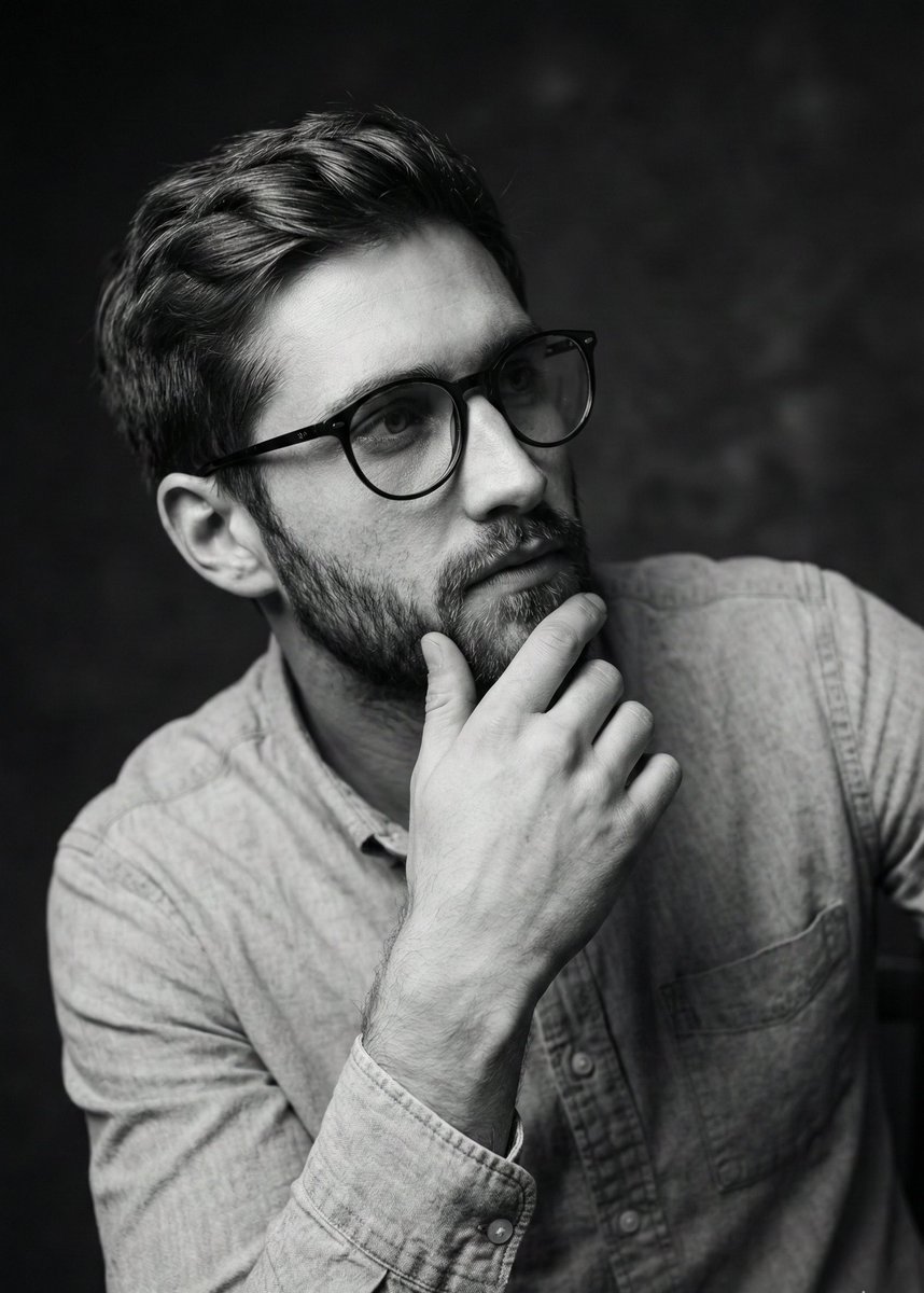 High-Contrast Black and White Portrait Prompt — example 2