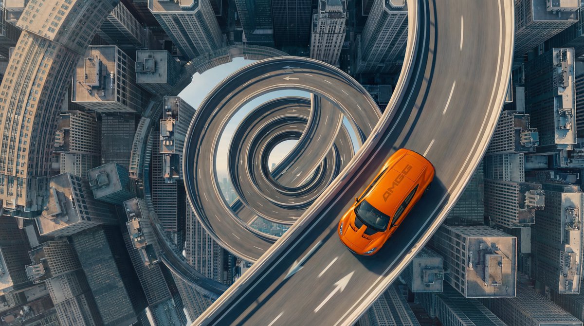 Inverted Cityscape Car Chase Prompt for Nano Banana Pro — example 2