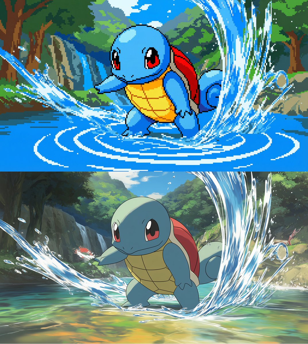 Convert scene to low-res pixel art — example 1