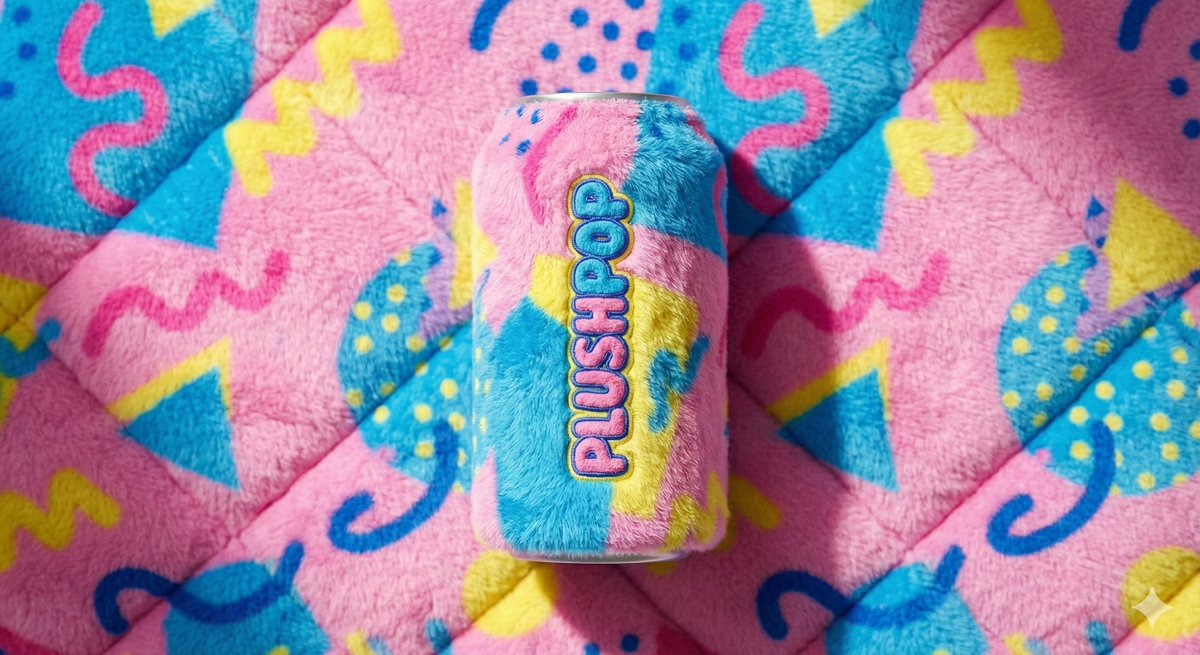 Pop Art Plush Product Shot of a Beverage Can — example 4