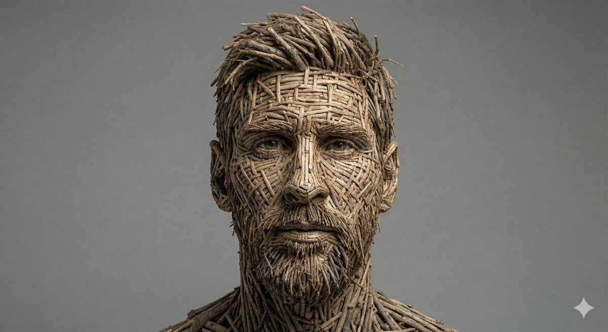 Woven Wooden Twig Portrait with Identity Lock — example 1
